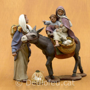 Pastora i burra carregada amb nens de 17cm | Ref. 556-557